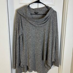 Express Heather Gray Cowl Neck Sweater